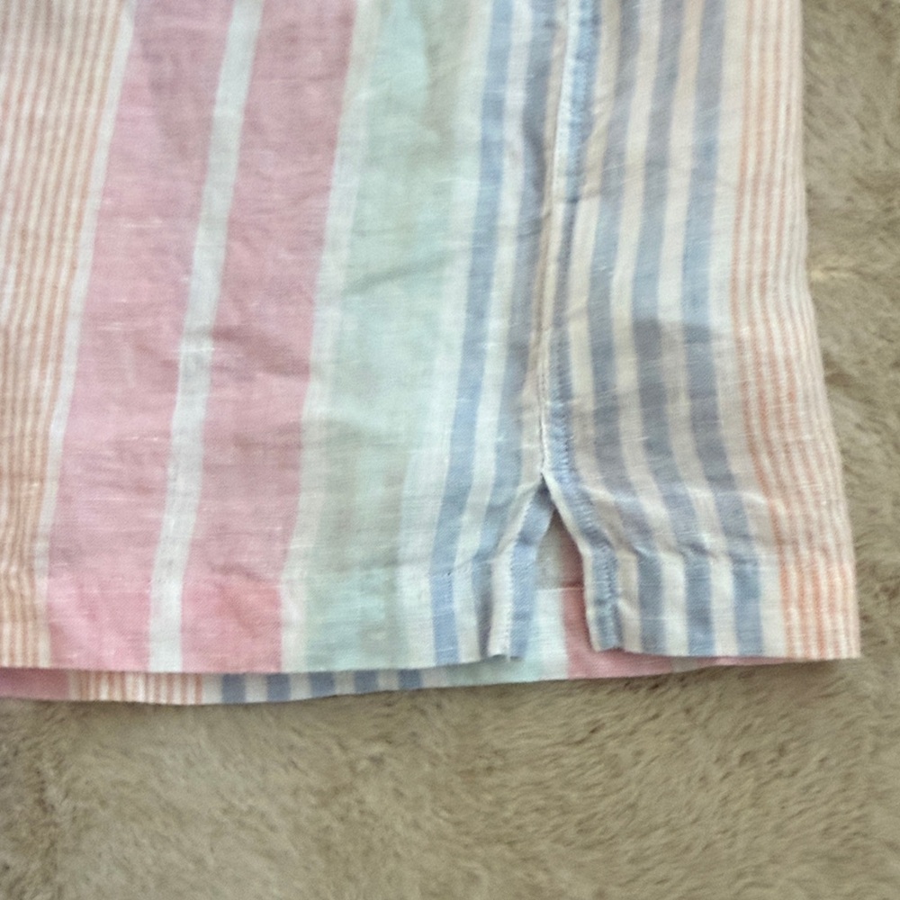 Brooks Brothers Linen Pink, Blue, and Cream Striped Shirt - Picture 9 of 11